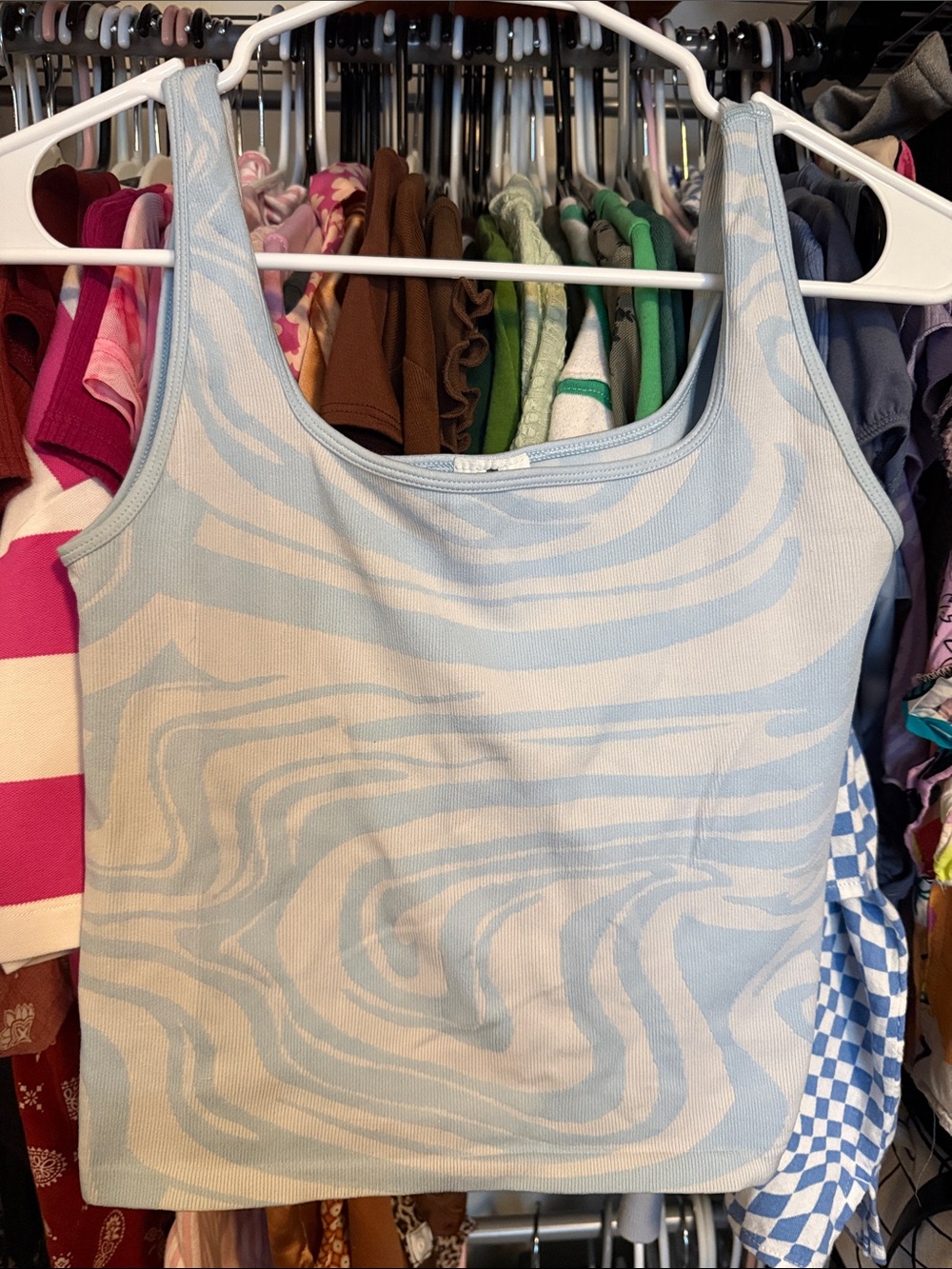 Hollister Light Blue Wave Print Tank Top